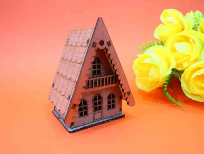Free Download Vectors, Miniature Wooden House 3Mmm Free Laser Cut Vector