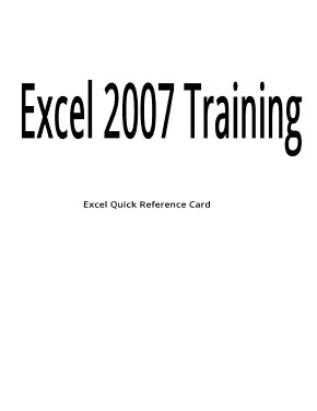 Excel 2007 Training Excel Quick Reference Card Book