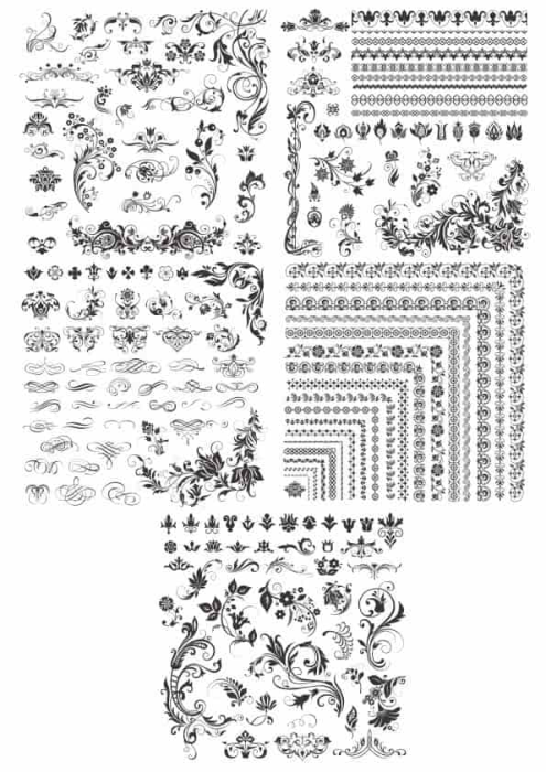Free Download Vectors, Decor Floral Elements Free Laser Cut Vector
