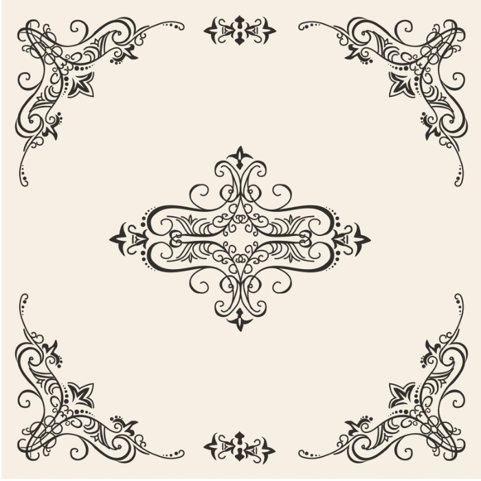 Free Download Vectors, Retro Floral Frame Laser Cut DXF File