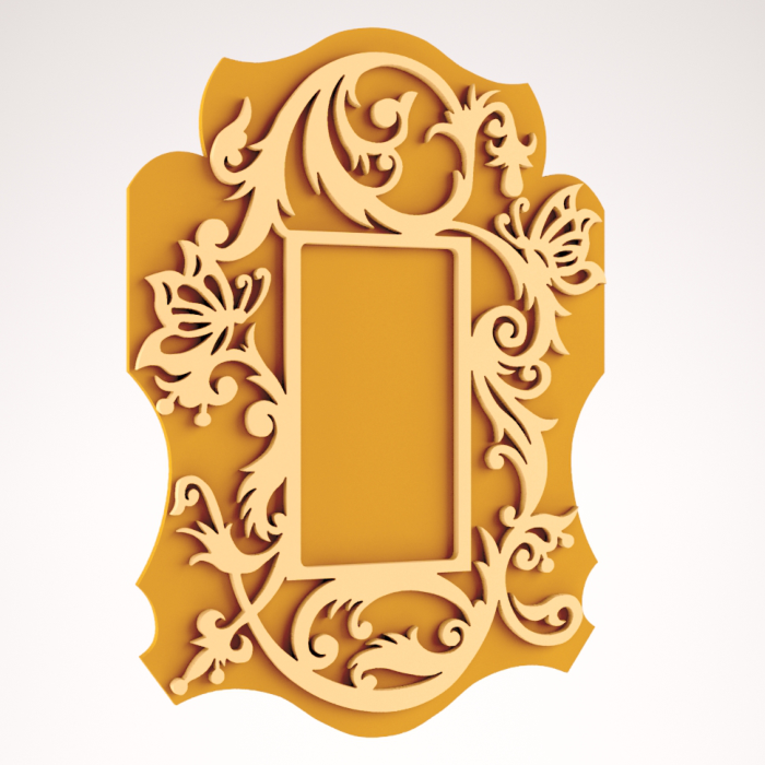 Free Download Vectors, Scrolled Mirror Frame Cnc Router Laser Cut DXF File