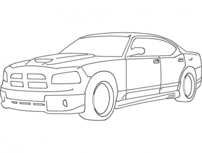 Free Download Vectors, Dodge Charger Laser Cut DXF File