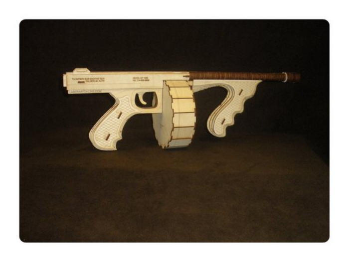 Free Download Vectors, Wooden Tommy Gun Laser Cut Laser Cut DXF File