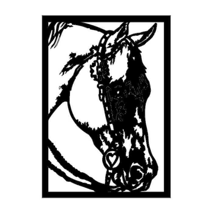 Free Vector, Horse Head Frame Laser Cut DXF File