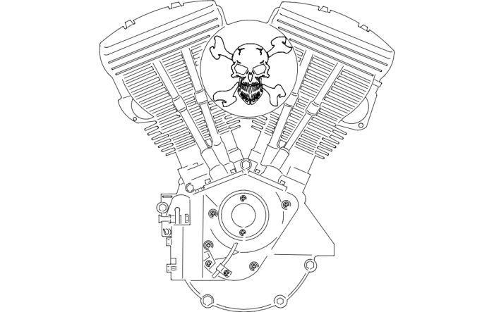 Free Download Vectors, V-Twin Engine Laser Cut DXF File