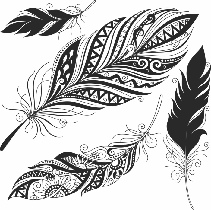 Free Download Vectors, Feather Set Free Laser Cut Vector