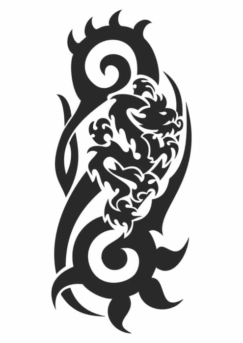 Free Download Vectors, Dragon Black And White Free Laser Cut Vector
