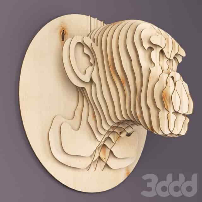 Free Download Vectors, Monkey Head Plywood 3Mm Free Laser Cut Vector