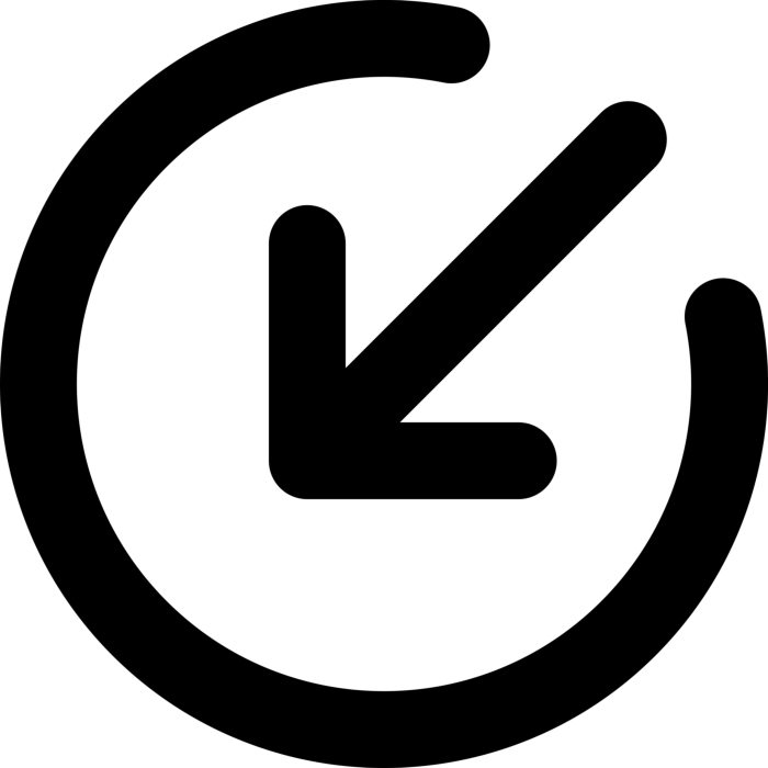 Free Download Vectors, Arrow Narrow Circle Broken Down Left Icon Svg