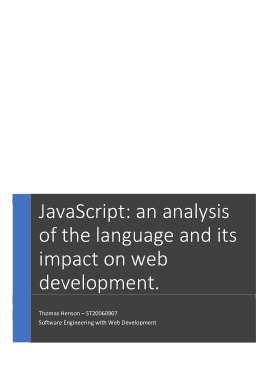 JavaScript an Analysis of the Language and its Impact on Web Development Book