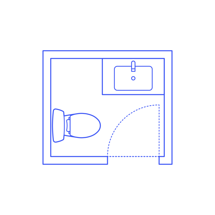 Free Download Vectors, Layouts Bathrooms Half 2 Wall Line Tracing Svg Vector