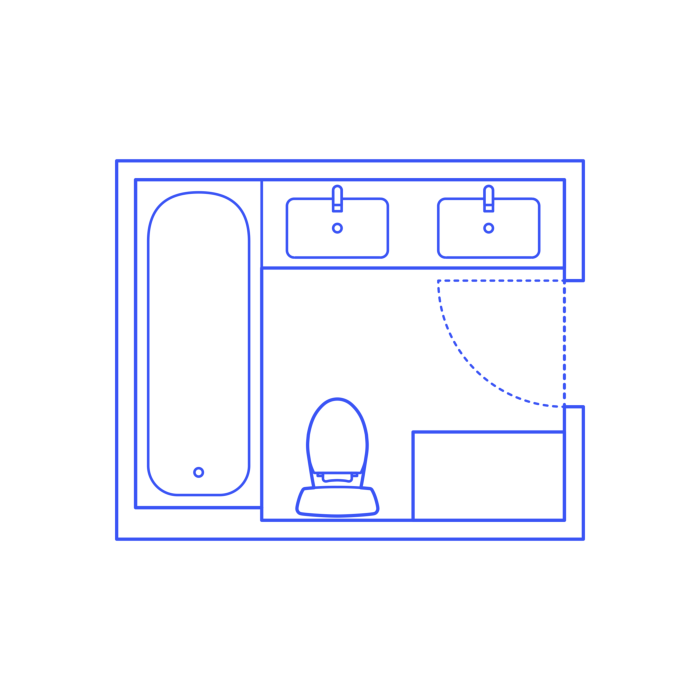 Free Download Vectors, Layouts Bathrooms Primary 2 Wall Center Drawing Svg Vector