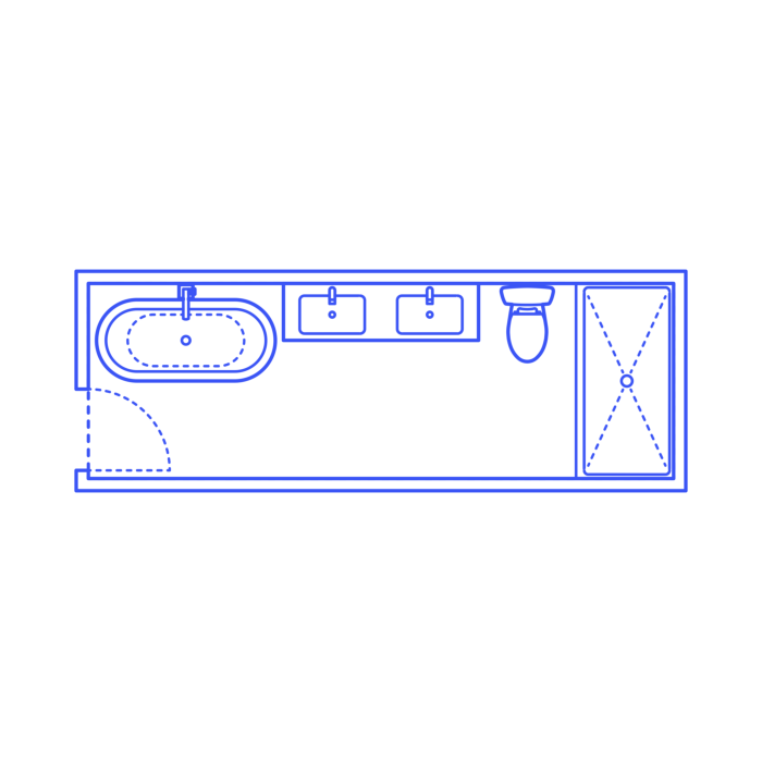 Free Download Vectors, Layouts Bathrooms Primary Luxury 1 Wall Line Art Svg Vector