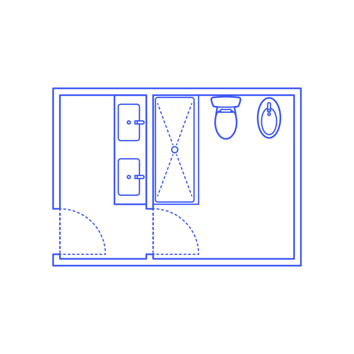 Free Download Vectors, Layouts Bathrooms Primary Split Shower Bidet L Shape Outline Svg Vector