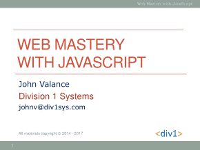 Web Mastery with Javascript Book