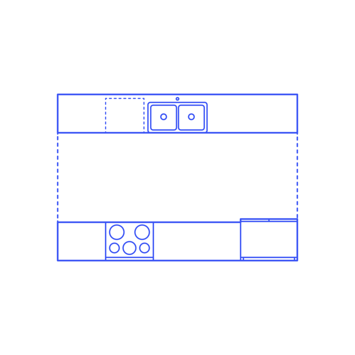 Free Download Vectors, Layouts Kitchens Galley Two Row Kitchen Line Art Svg Vector