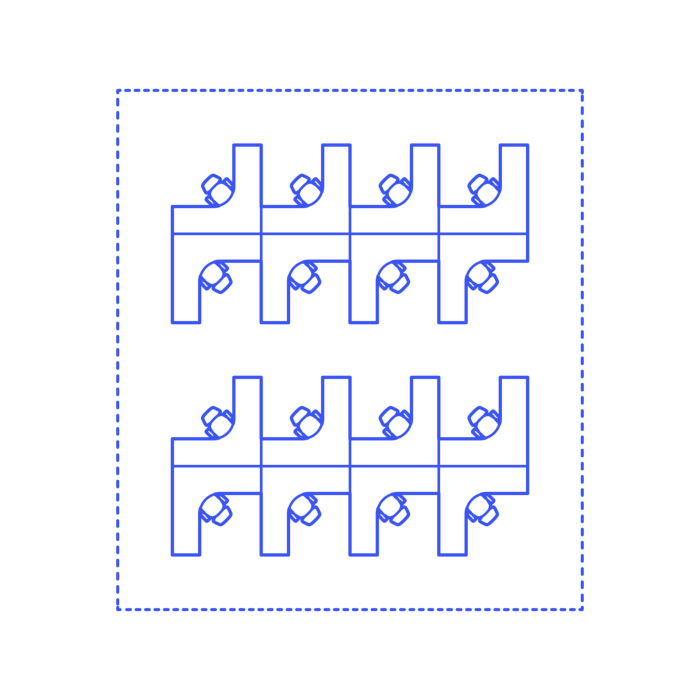 Free Download Vectors, Layouts Open Offices Rows L Shape Alternating Line Tracing Svg Vector