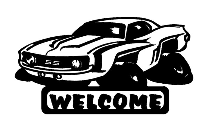 Free Download Vectors, 69 Camaro Fun Welcome Laser Cut DXF File