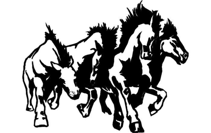 Free Download Vectors, Horse Sampede Laser Cut DXF File