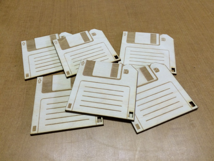 Free Download Vectors, Laser Etched Floppy Disk Coasters Laser Cut DXF File