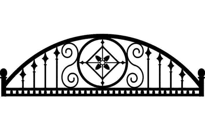 Free Download Vectors, Ironwork Arch Semi Round Design Laser Cut DXF File