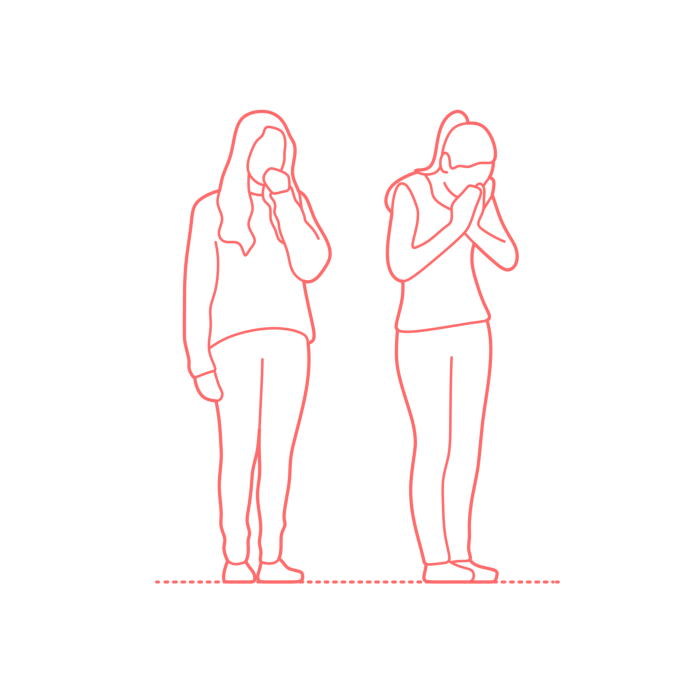 Free Download Vectors, Humans Outbreak Coughing Women Standing Line Art Svg Vector
