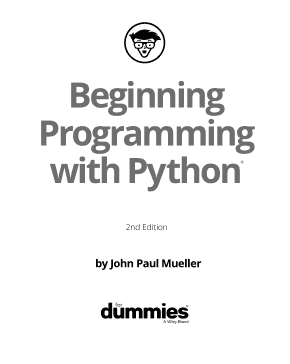 Beginning Programming with Python 2nd Edition Book