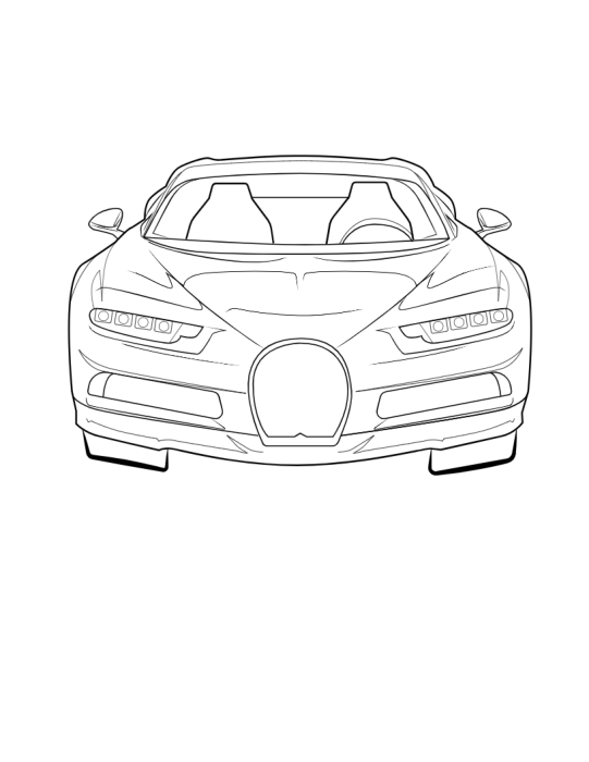Free Download Vectors, Bugatti Chiron 2022 Front View Outline Outline Svg Vector