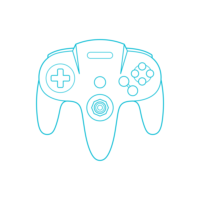 Free Download Vectors, Digital Video Game Controllers Nintendo 64 Controller Line Art Illustration Svg