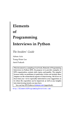 Elements of Programming Interviews in Python Book