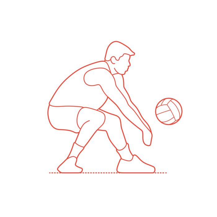 Free Download Vectors, Sports Volleyball Volleyball Dig Printable Line Art Svg