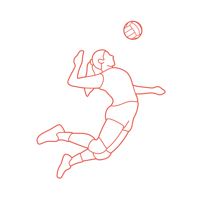 Free Download Vectors, Sports Volleyball Volleyball Spike Attack Printable Line Art Svg