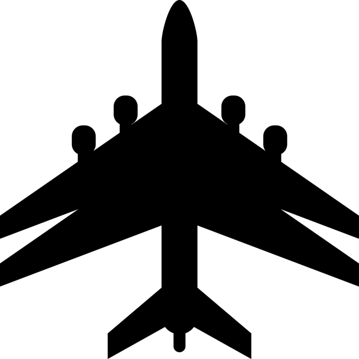 Free Download Vectors, Airplane Black Shape With Double Wings Sketch Drawing Svg Vector