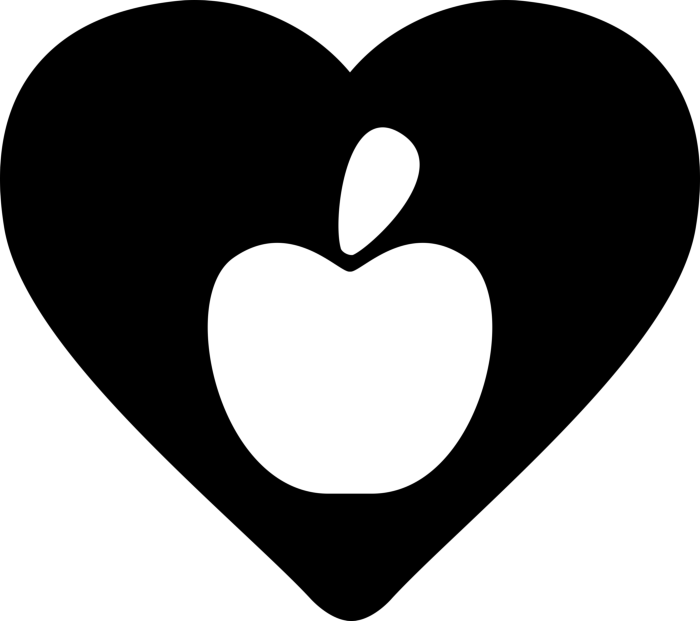 Free Download Vectors, Apple In A Heart Flat Line Svg Vector