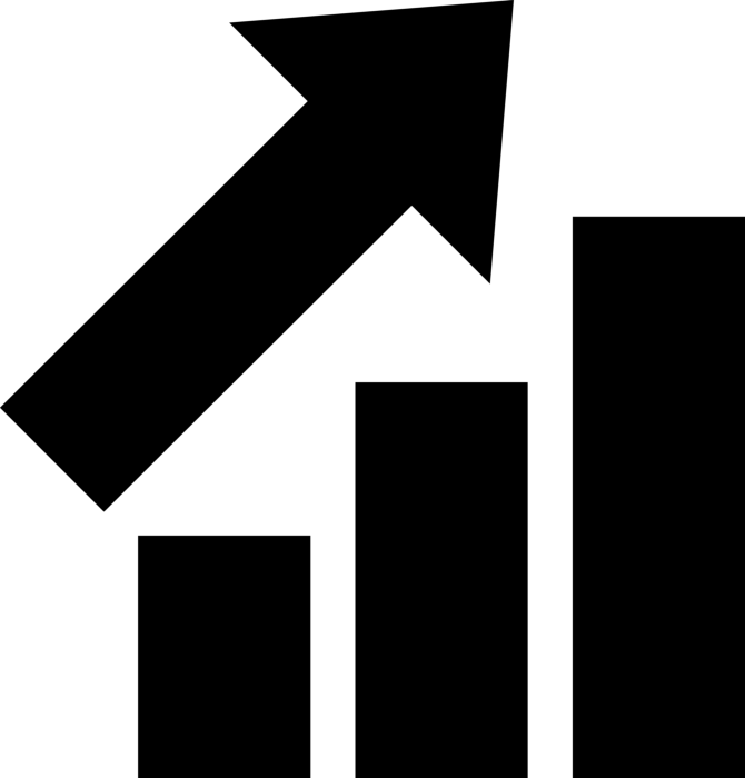 Free Download Vectors, Bars Graphic With Ascendant Arrow Editable Svg Line Art