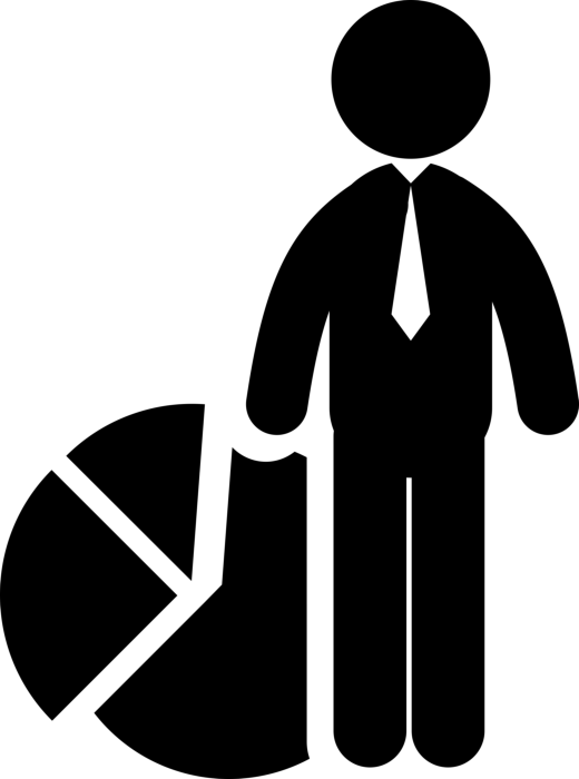 Free Download Vectors, Businessman Standing With Circular Business Graphic Craft Design Svg File