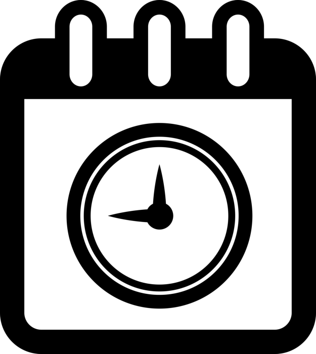 Free Download Vectors, Calendar Page With Circular Clock Symbol Svg Vector Tracing Design