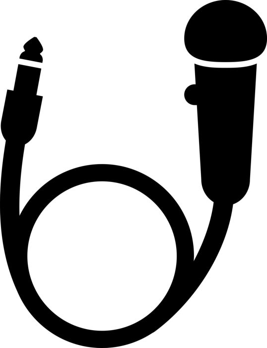 Free Download Vectors, Circular Microphone With Cord And Jack Engraving Svg Design