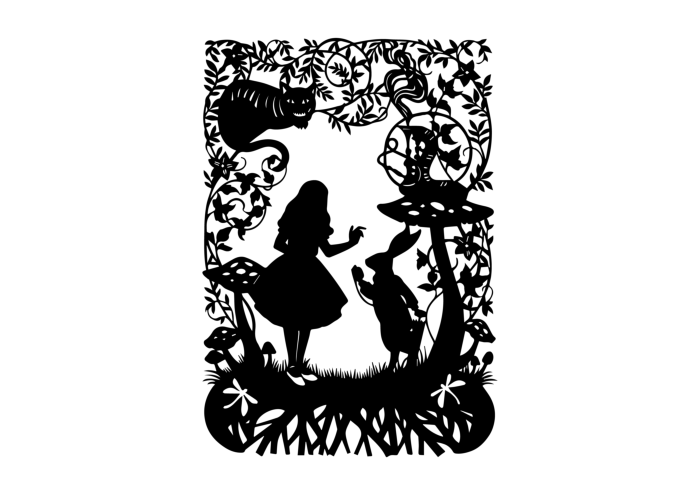 Free Download Vectors, Alice Wonderland 49 Blueprint Style Svg Vector