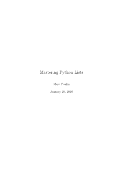 Mastering Python Lists Book