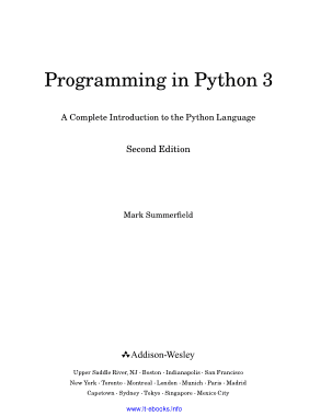 Programming in Python 3 2nd Edition A Complete Introduction to the Python Language Book