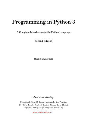 Programming in Python 3 2nd Edition Book