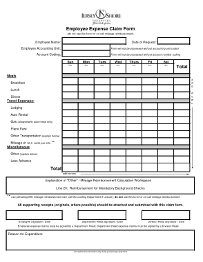 Employee Expense Claim Form Free Template