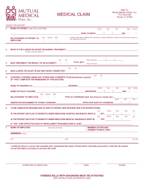 Downloadable Medical Claim Form Free Template | Free PDF Download