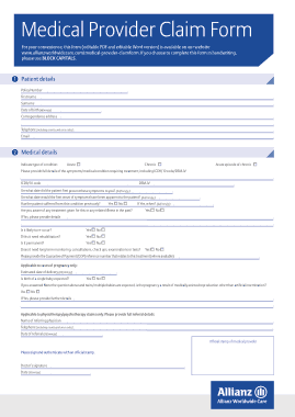 Medical Provider Claim Form Free Template | Free PDF Download