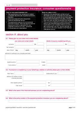 Payment Protection Claim Form Free Template
