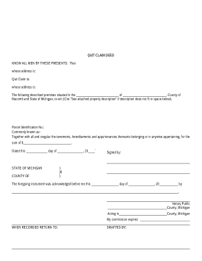 Quick Claim Deed Example Free Template