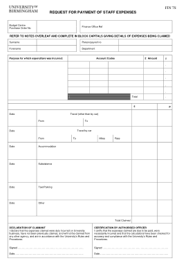 Staff Expenses Claim Form Free Template
