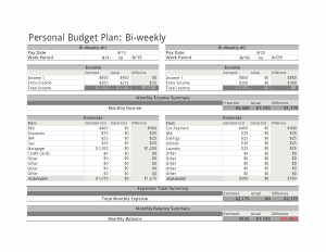 Biweekly Personal Budget Plan Free Template