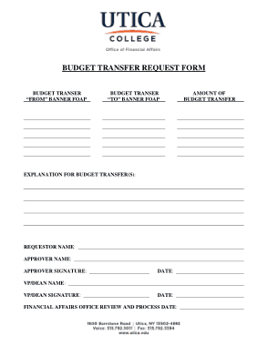 Budget Transfer Request Form Sample Free Template